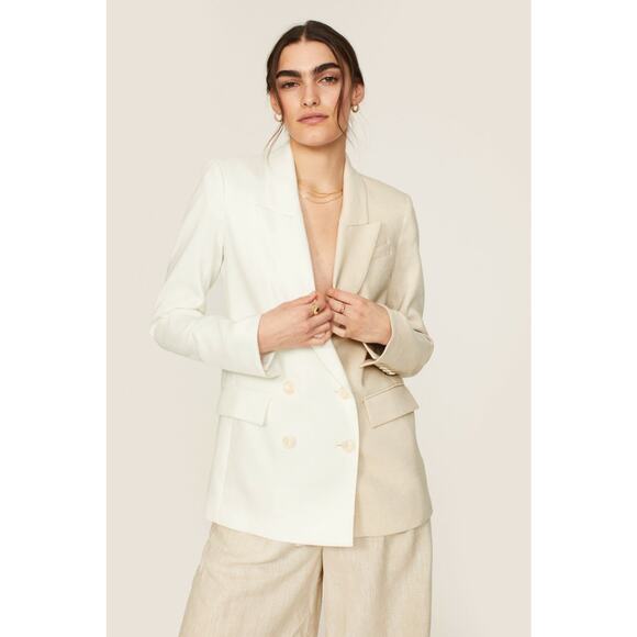 VERONICA BEARD Off-White Tan Two-Toned Braeton Dickey Jacket Blazer Size 8 - Picture 3 of 14